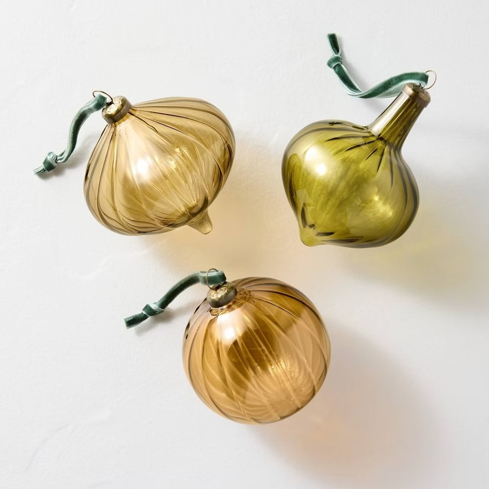 3pk Assorted Colored Glass Ornament Set - Hearth & Hand Magnolia, Christmas 2025